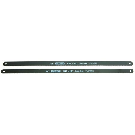 STANLEY Hacksaw Blade, 1/2 in W, 12 in L, 18 TPI, HCS Cutting Edge, 2PK 15-928W